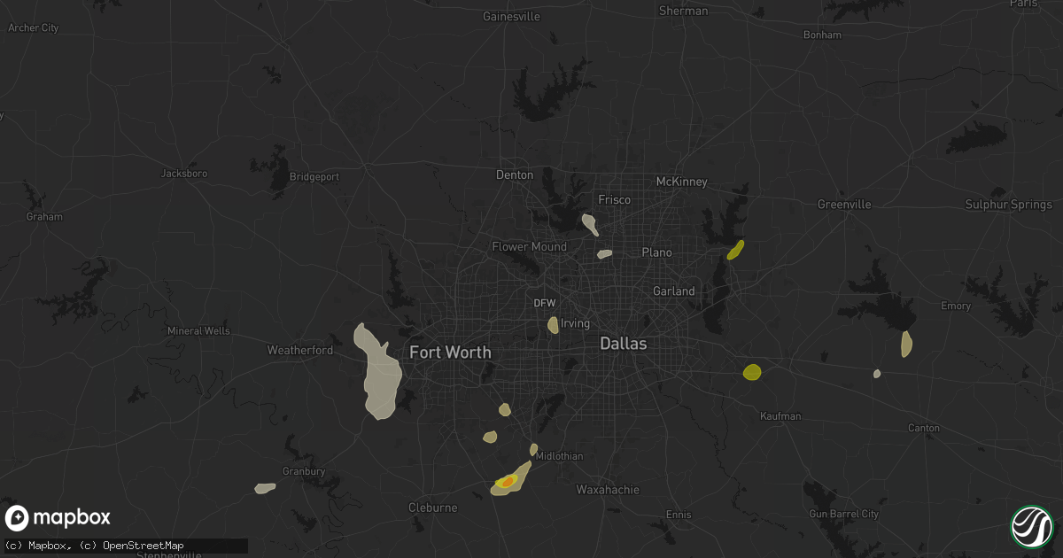 Hail map in Grapevine, TX on June 2, 2026