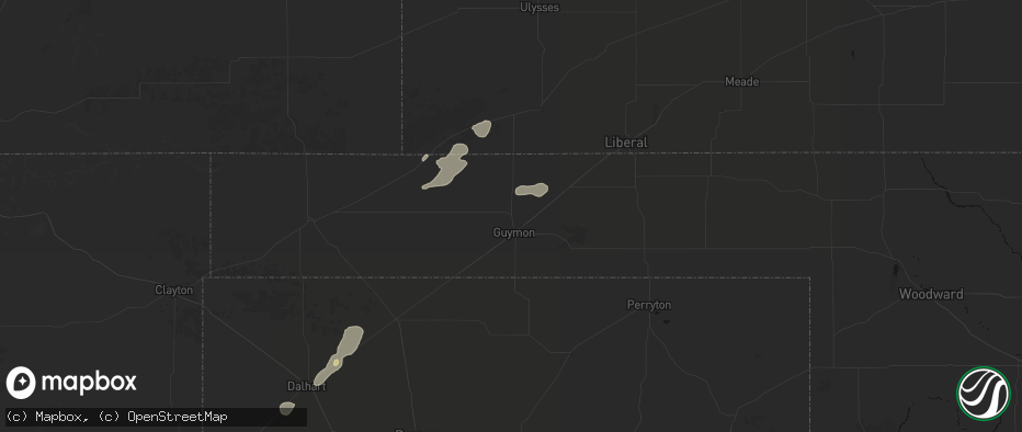 Hail map in Guymon, OK on June 2, 2026