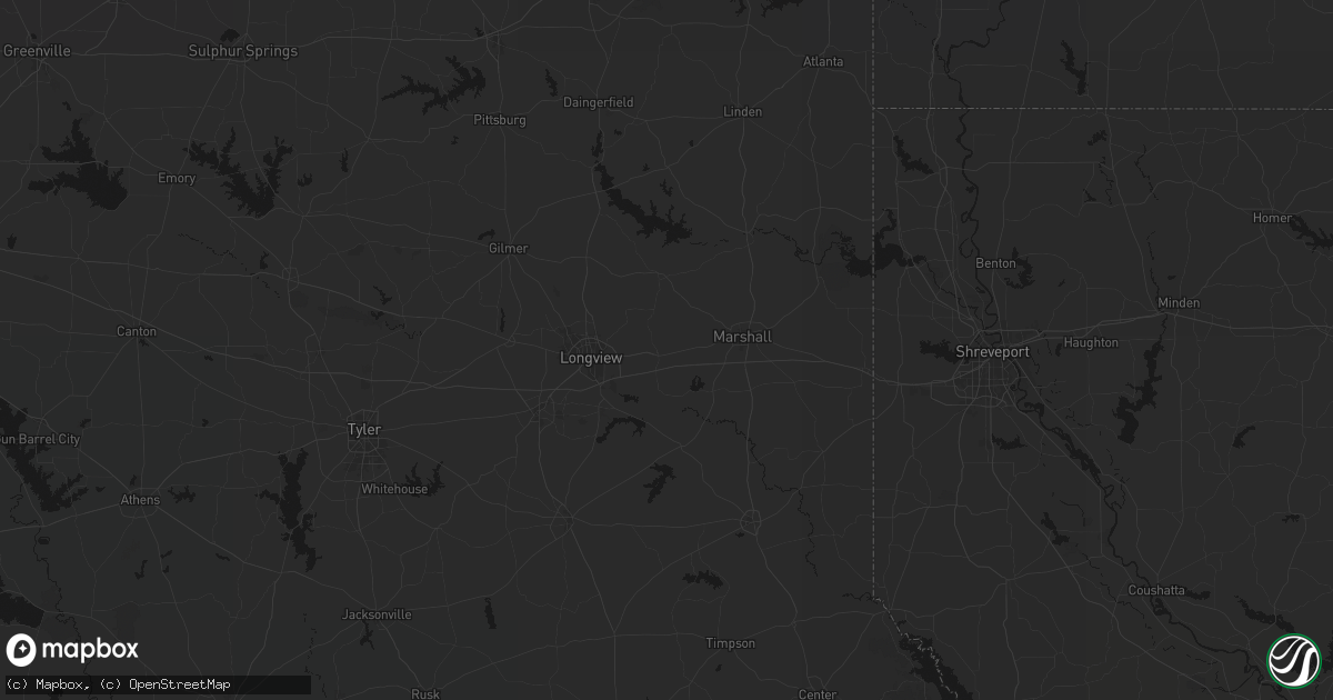Hail map in Hallsville, TX on June 2, 2026