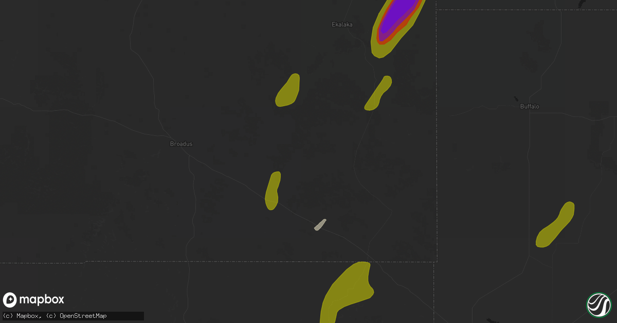 Hail map in Hammond, MT on June 2, 2026