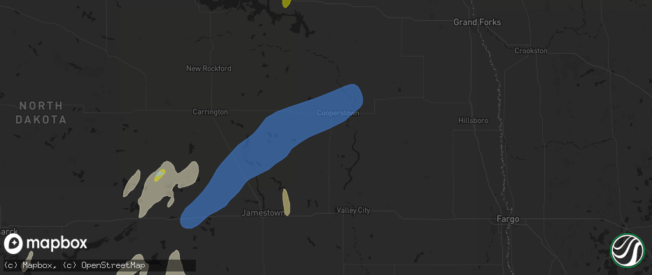 Hail map in Hannaford, ND on June 2, 2026