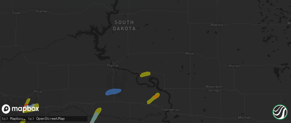 Hail map in Harrold, SD on June 2, 2026