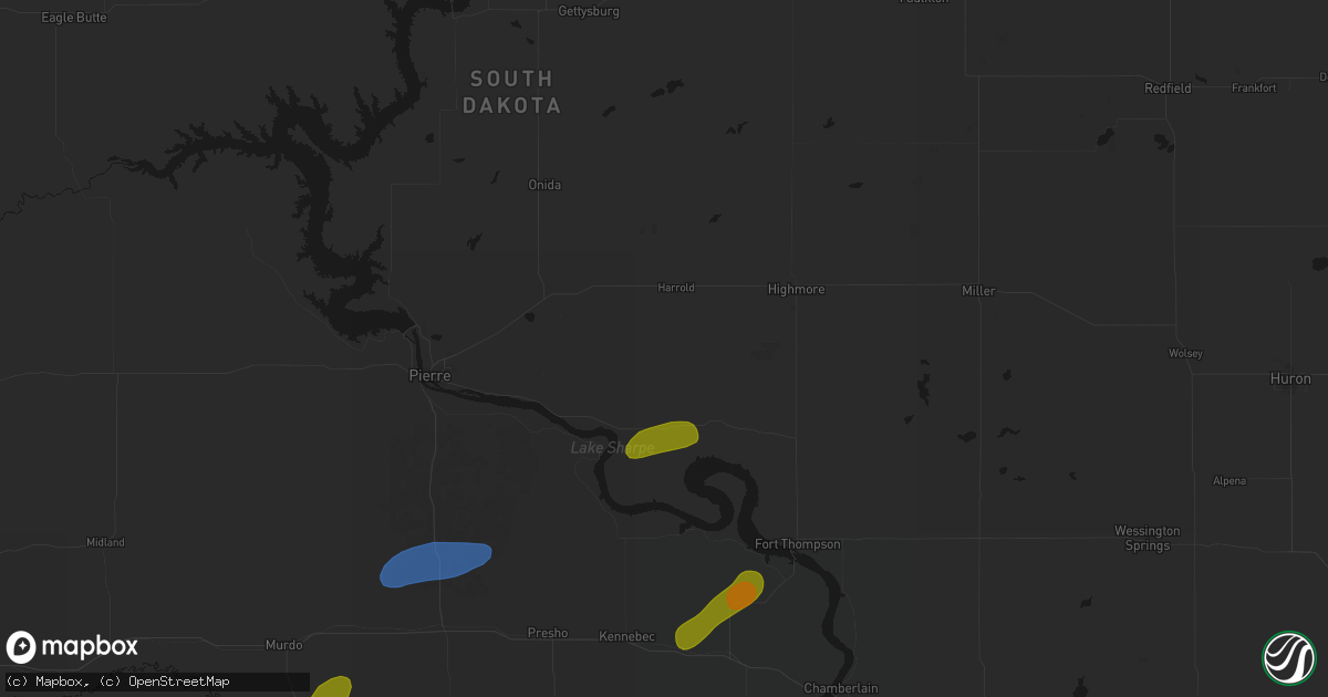 Hail map in Harrold, SD on June 2, 2026