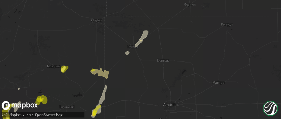 Hail map in Hartley, TX on June 2, 2026