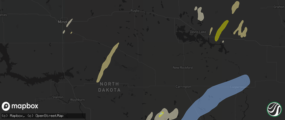 Hail map in Harvey, ND on June 2, 2026