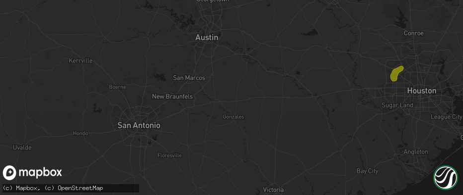 Hail map in Harwood, TX on June 2, 2026