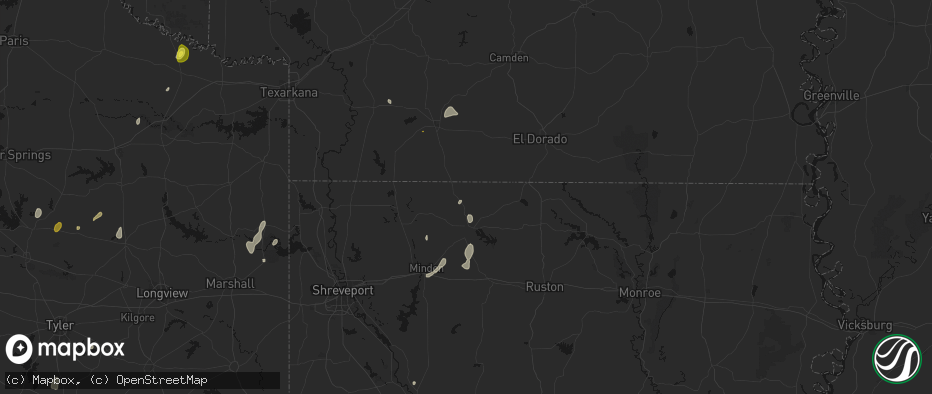 Hail map in Haynesville, LA on June 2, 2026