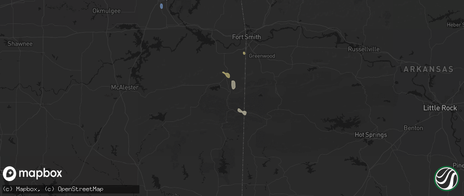 Hail map in Heavener, OK on June 2, 2026