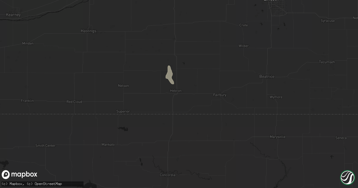 Hail map in Hebron, NE on June 2, 2026
