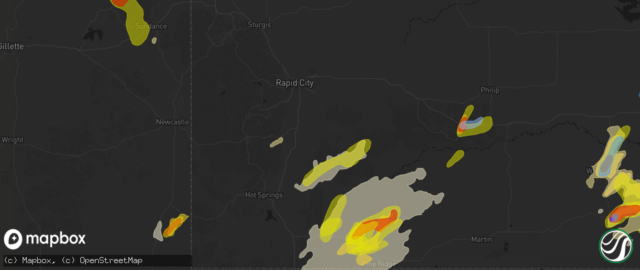 Hail map in Hermosa, SD on June 2, 2026
