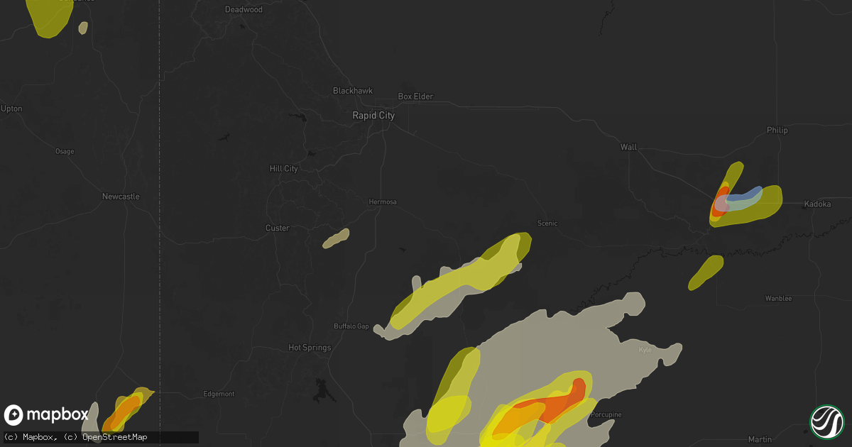 Hail map in Hermosa, SD on June 2, 2026