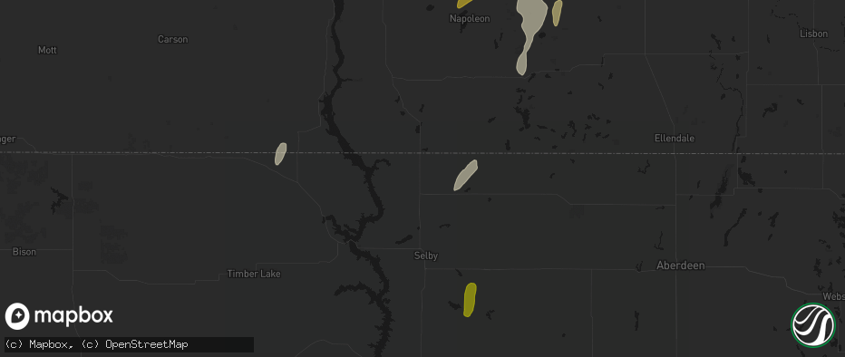 Hail map in Herreid, SD on June 2, 2026