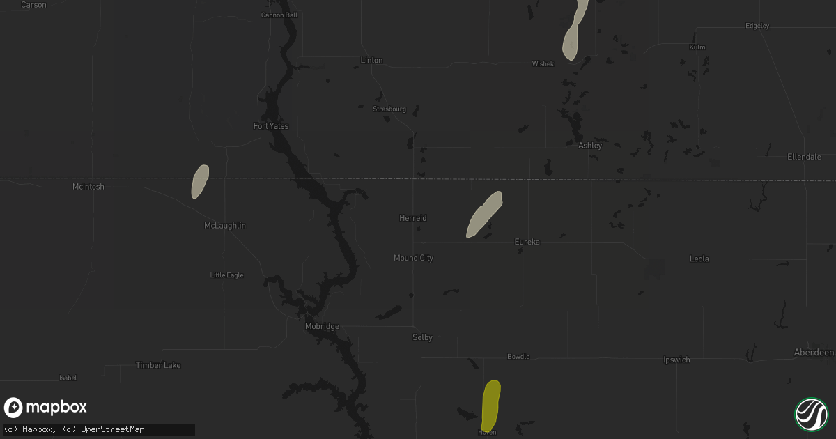 Hail map in Herreid, SD on June 2, 2026