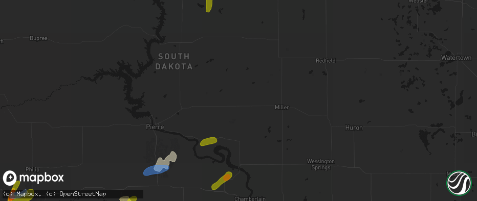 Hail map in Highmore, SD on June 2, 2026