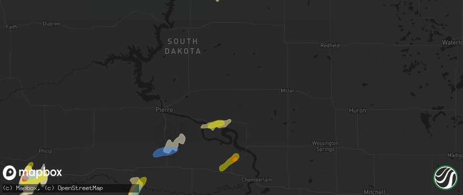 Hail map in Holabird, SD on June 2, 2026