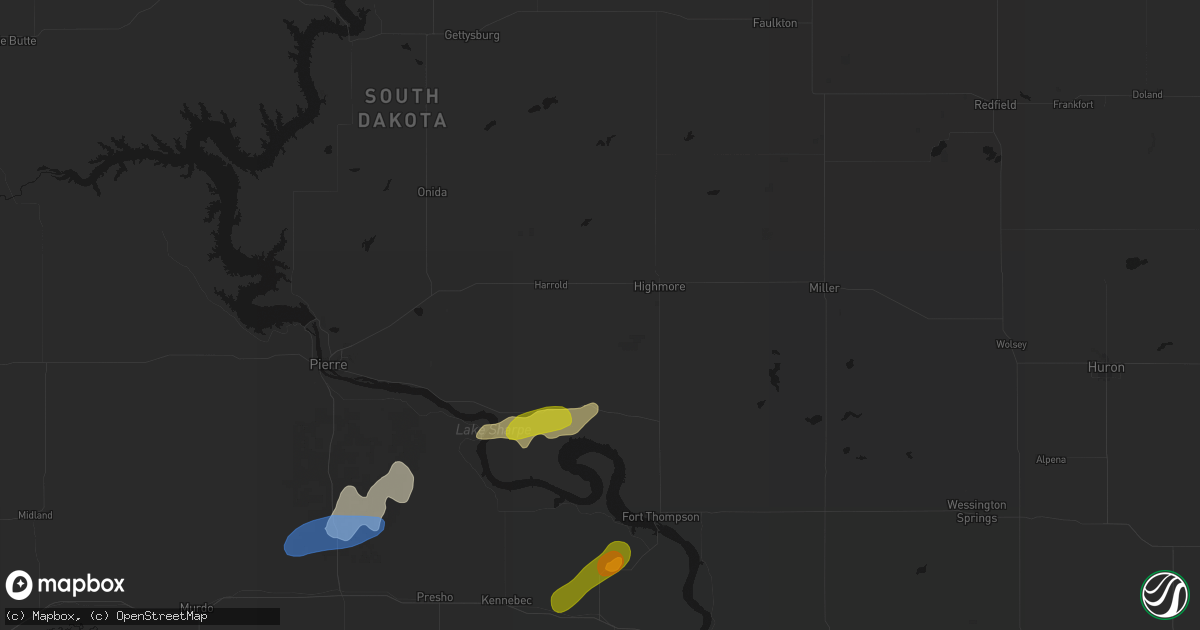 Hail map in Holabird, SD on June 2, 2026