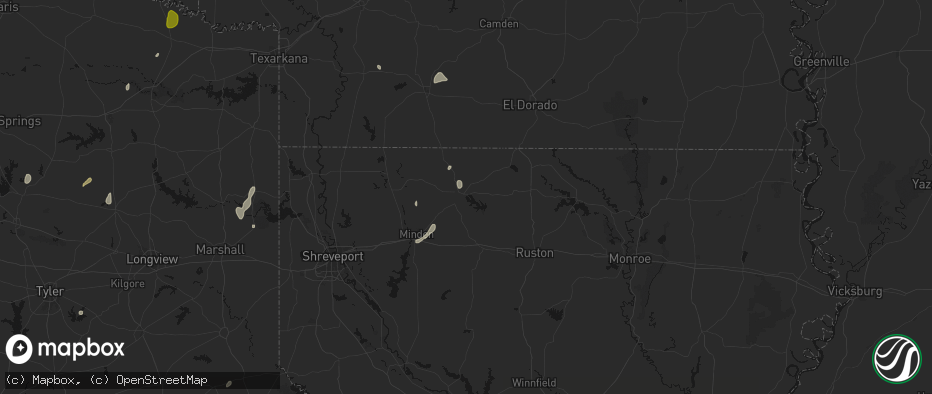 Hail map in Homer, LA on June 2, 2026