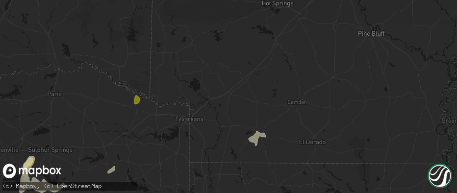 Hail map in Hope, AR on June 2, 2026