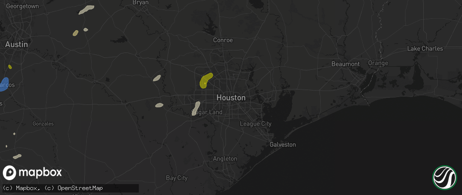 Hail map in Houston, TX on June 2, 2026