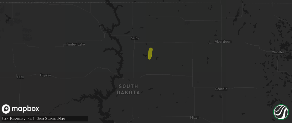 Hail map in Hoven, SD on June 2, 2026