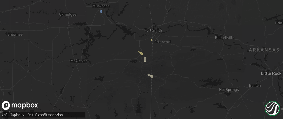 Hail map in Howe, OK on June 2, 2026