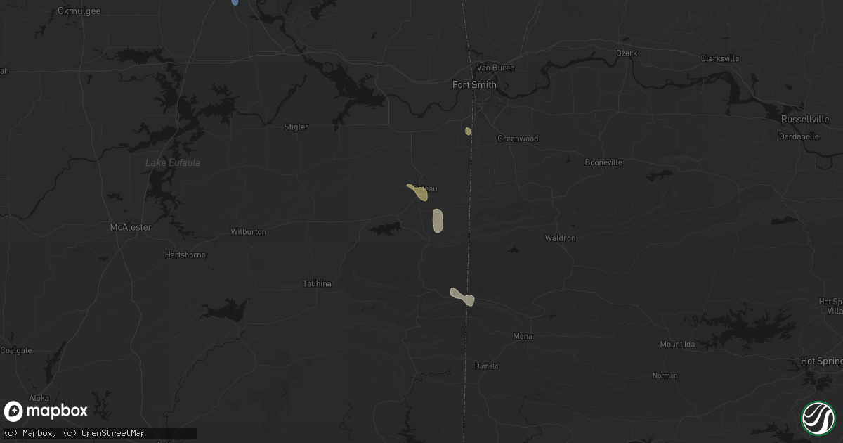 Hail map in Howe, OK on June 2, 2026