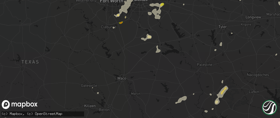 Hail map in Hubbard, TX on June 2, 2026