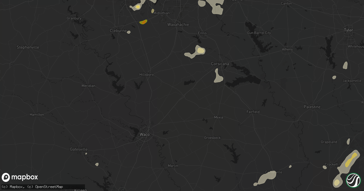 Hail map in Hubbard, TX on June 2, 2026