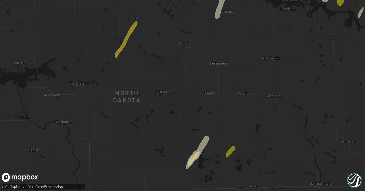 Hail map in Hurdsfield, ND on June 2, 2026