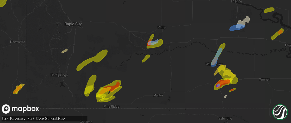Hail map in Interior, SD on June 2, 2026
