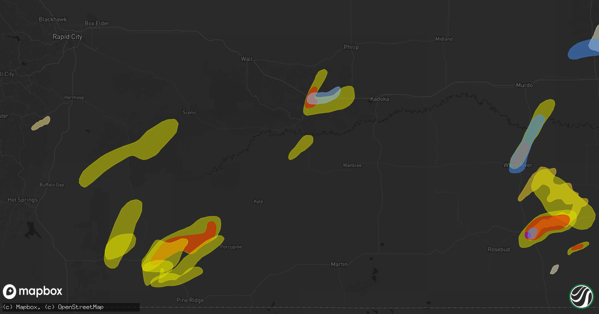 Hail map in Interior, SD on June 2, 2026