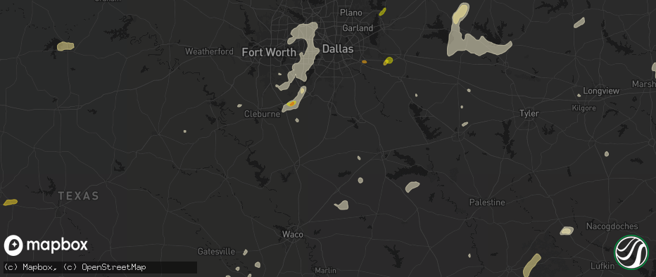 Hail map in Italy, TX on June 2, 2026