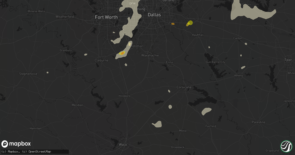 Hail map in Italy, TX on June 2, 2026