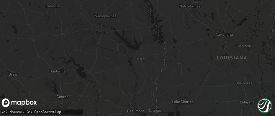 Hail map in Jasper, TX on June 2, 2026