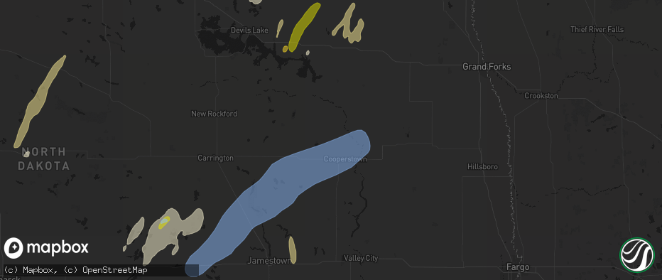 Hail map in Jessie, ND on June 2, 2026