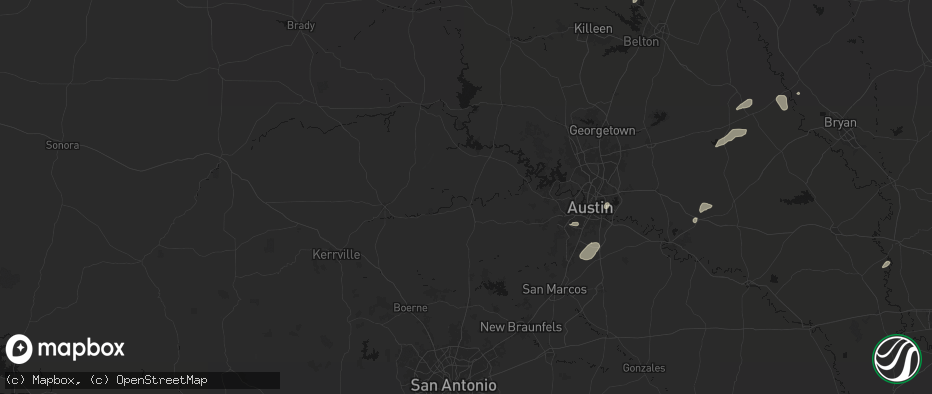 Hail map in Johnson City, TX on June 2, 2026
