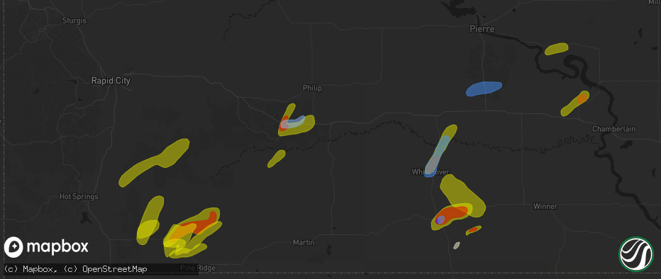 Hail map in Kadoka, SD on June 2, 2026