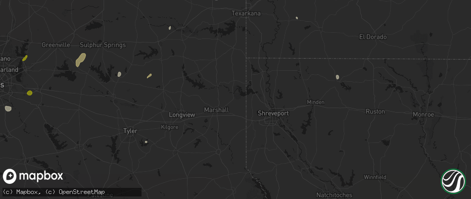 Hail map in Karnack, TX on June 2, 2026