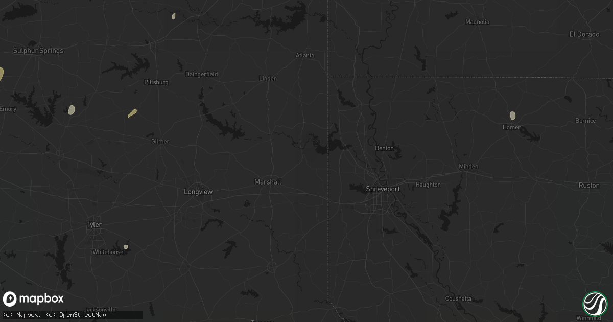 Hail map in Karnack, TX on June 2, 2026