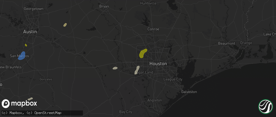 Hail map in Katy, TX on June 2, 2026