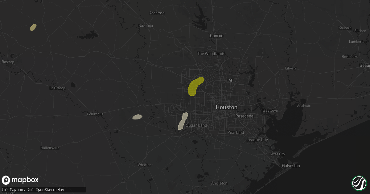 Hail map in Katy, TX on June 2, 2026