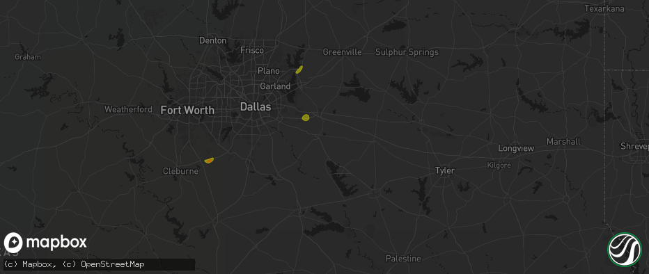 Hail map in Kaufman, TX on June 2, 2026