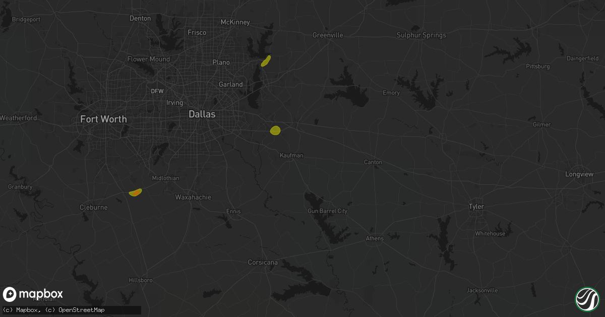 Hail map in Kaufman, TX on June 2, 2026