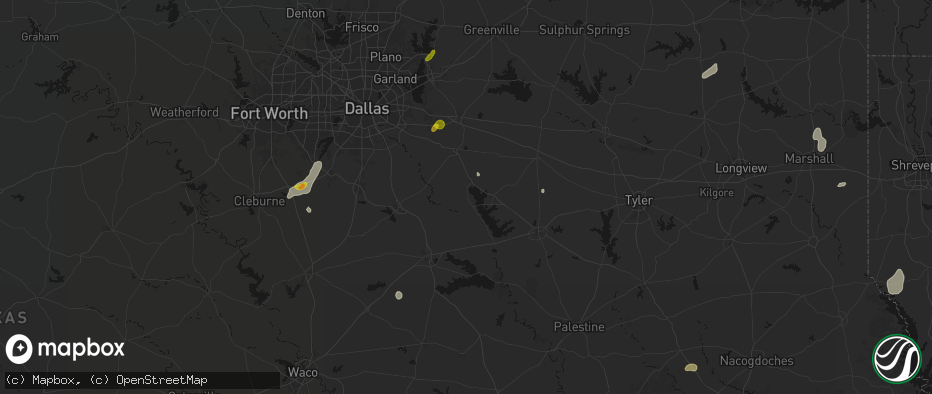 Hail map in Kemp, TX on June 2, 2026