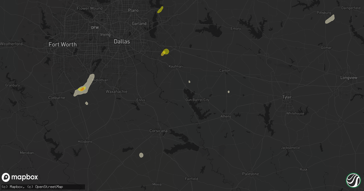 Hail map in Kemp, TX on June 2, 2026