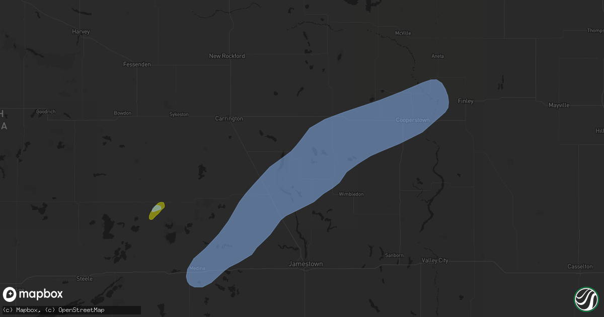 Hail map in Kensal, ND on June 2, 2026