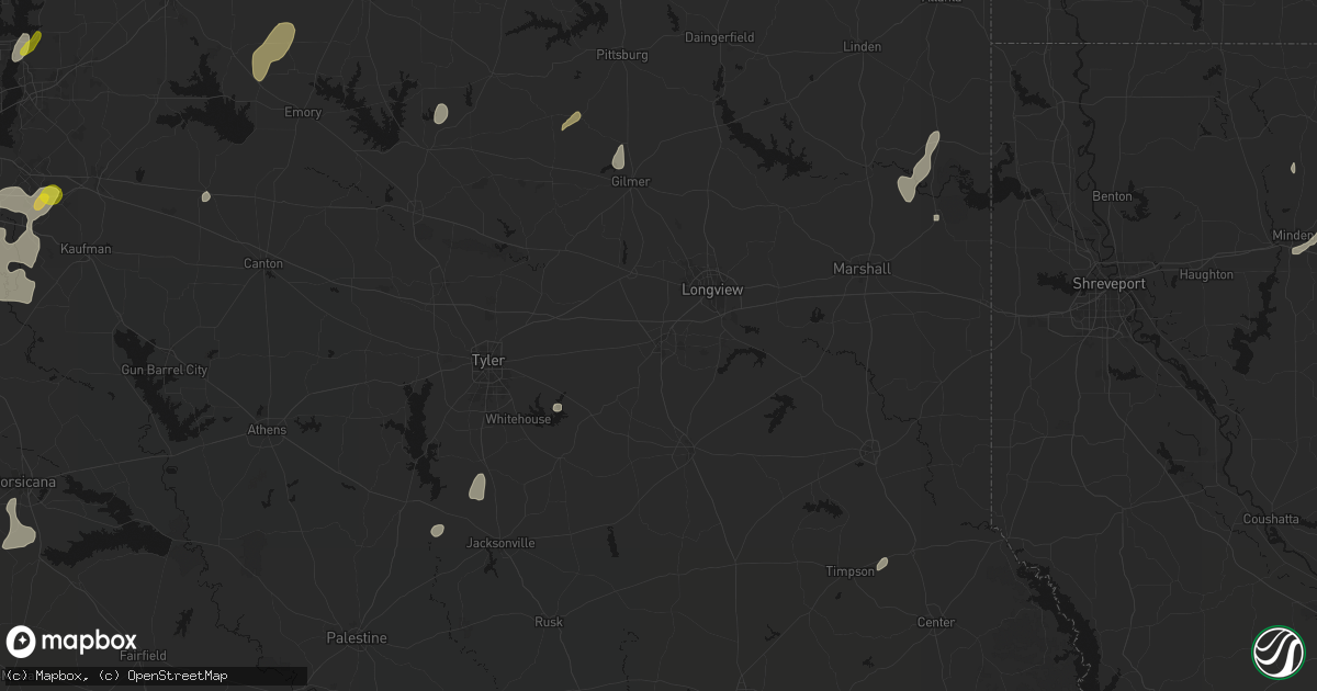 Hail map in Kilgore, TX on June 2, 2026