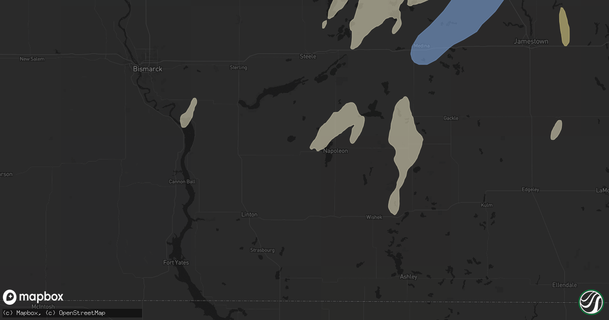 Hail map in Kintyre, ND on June 2, 2026