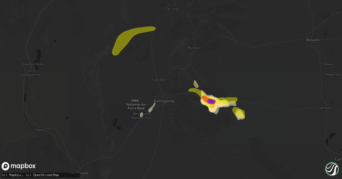 Hail map in La Luz, NM on June 2, 2026