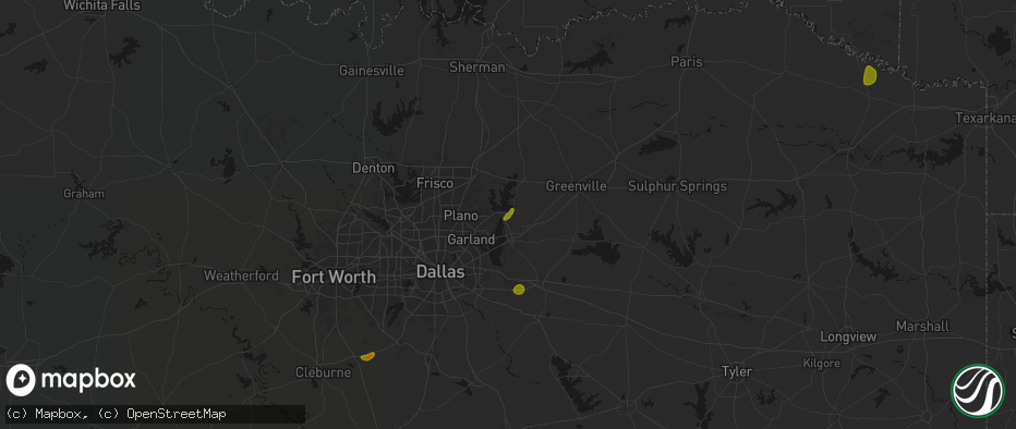 Hail map in Lavon, TX on June 2, 2026
